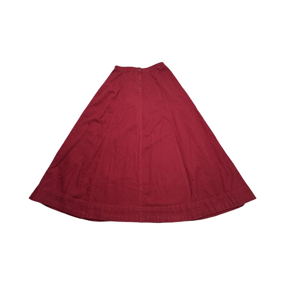 Roaman's Maxi Skirt Women 12W Tall Burgundy A-Line Cotton Twill Modest